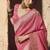 Light pink faux crepe georgette zari weaving work saree