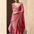 Light pink faux crepe georgette zari weaving work saree