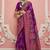 dark magenta faux banarasi art silk traditional saree with meenakari and weaving work