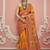 orange faux banarasi art silk traditional saree with meenakari and weaving work