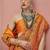 orange faux banarasi art silk traditional saree with meenakari and weaving work
