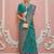 teal faux banarasi art silk traditional saree with meenakari and weaving work