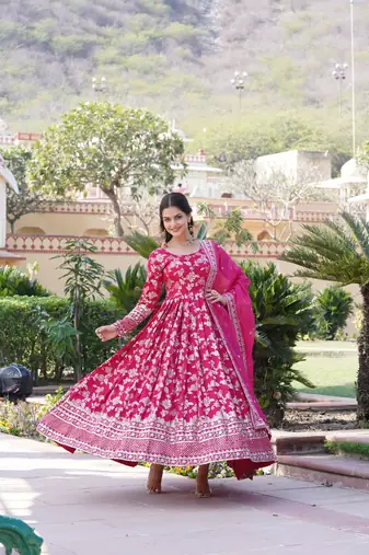 Viscose Diable Jacquard Heavy Sequins Embroidered Stitched Gown with Russian Silk Dupatta