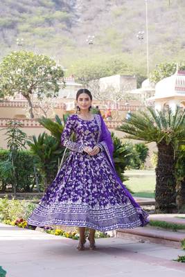 Viscose Diable Jacquard Heavy Sequins Embroidered Stitched Gown with Russian Silk Dupatta 4