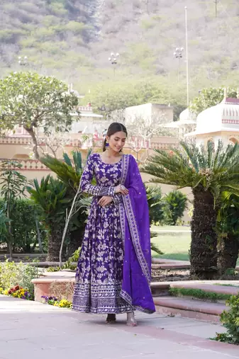 Viscose Diable Jacquard Heavy Sequins Embroidered Stitched Gown with Russian Silk Dupatta