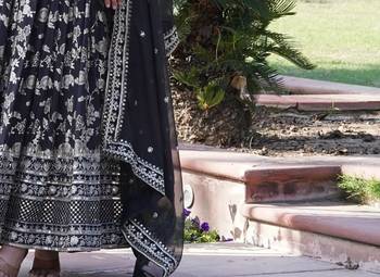 Viscose Diable Jacquard Heavy Sequins Embroidered Stitched Gown with Russian Silk Dupatta 2