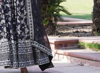 Viscose Diable Jacquard Heavy Sequins Embroidered Stitched Gown with Russian Silk Dupatta 5