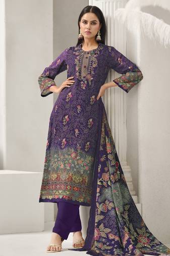 purple lawn cotton digital printed dress material