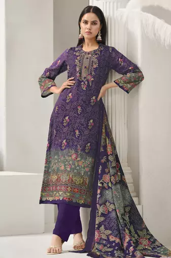 purple lawn cotton digital printed dress material