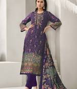 purple lawn cotton digital printed dress material