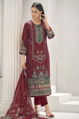maroon lawn cotton digital printed dress material