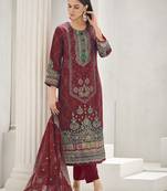 maroon lawn cotton digital printed dress material