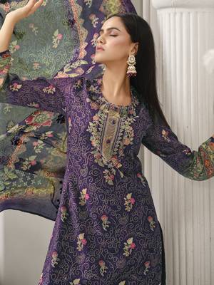 purple lawn cotton digital printed dress material 3