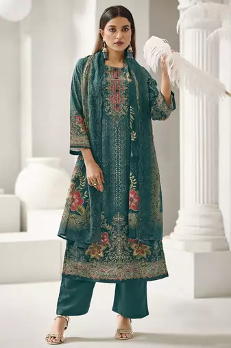 teal lawn cotton digital printed dress material