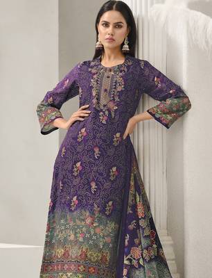 purple lawn cotton digital printed dress material 4