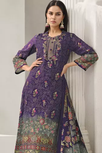 purple lawn cotton digital printed dress material