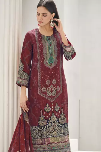 maroon lawn cotton digital printed dress material