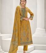 mustard lawn cotton digital printed dress material