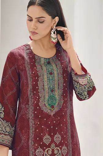 maroon lawn cotton digital printed dress material