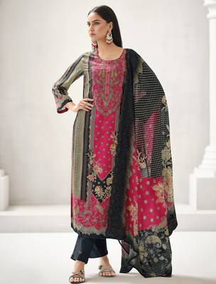 magenta lawn cotton digital printed dress material 1