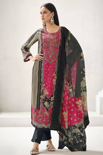 magenta lawn cotton digital printed dress material