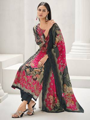 magenta lawn cotton digital printed dress material 3