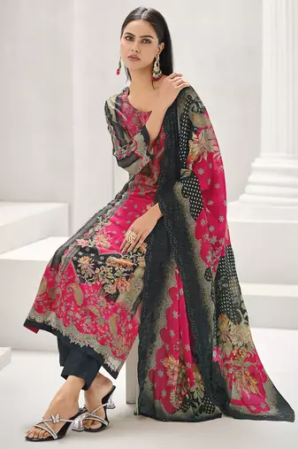 magenta lawn cotton digital printed dress material