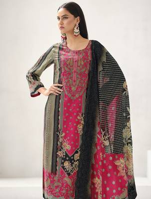 magenta lawn cotton digital printed dress material 4