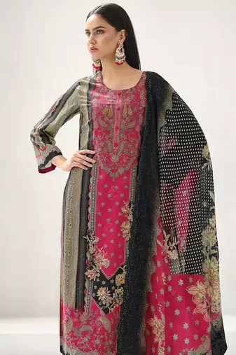 magenta lawn cotton digital printed dress material