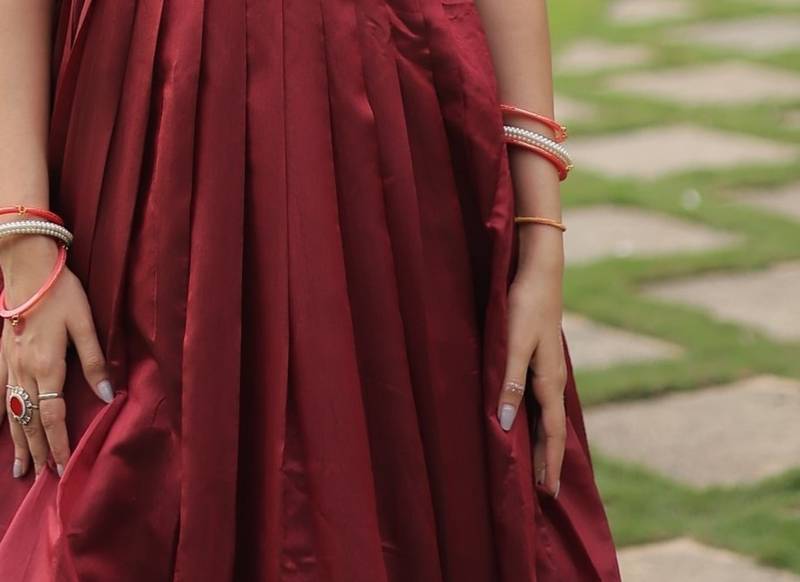 Banarasi Jacquard Silk Embroidered Semi-Stitched Gown     Maroon | Up to 43 Size | 56" Length