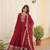 Faux Blooming Heavy Sequins Embroidered Stitched Gown with Dupatta     Maroon | 56" Length