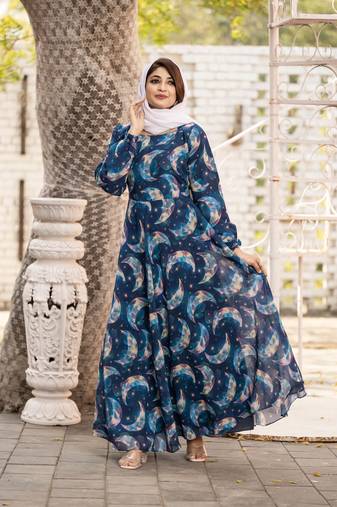  Abaya Georgette Fabric Beautiful & Simple yet Elegant Full Sleve Dress for Women & Girl's