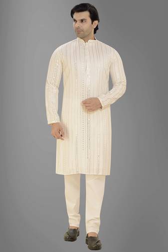 Arruga sylish mirror embroidery silk kurta pajama