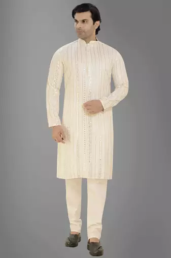 Arruga sylish mirror embroidery silk kurta pajama