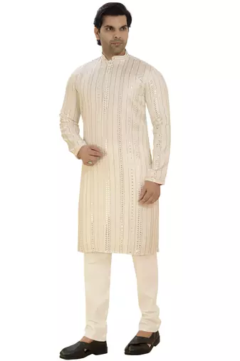 Arruga sylish mirror embroidery silk kurta pajama