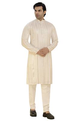 Arruga sylish mirror embroidery silk kurta pajama 5