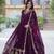 Faux Blooming Multi-Sequins Embroidered Stitched Gown with Dupatta     Wine | 56" Length