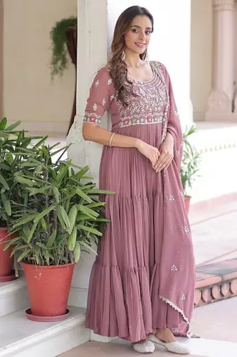 Faux blooming with sequins multithreaded beads embroidered work.