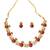 Traditional elephant motif red stone necklace set for women