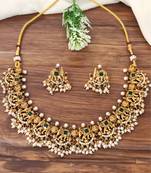 South indian temple jewellery necklace set with pearl drops