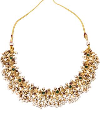 South indian temple jewellery necklace set with pearl drops 3