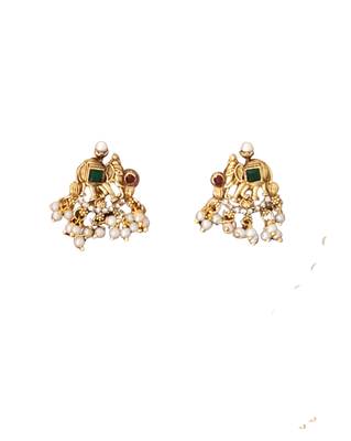 South indian temple jewellery necklace set with pearl drops 4