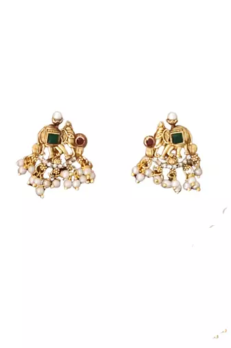 South indian temple jewellery necklace set with pearl drops