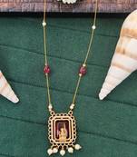 Temple style goddess pendant with red stone and pearls