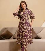 Wine Color Women’s Jaipuri Print Cotton Co-Ord Set 