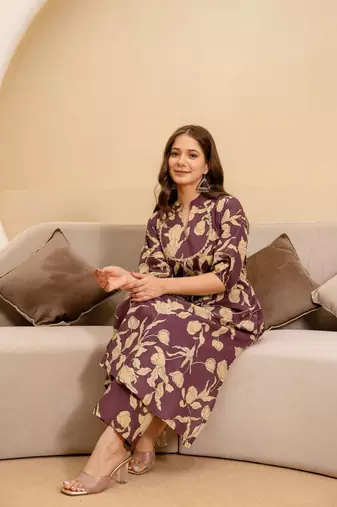 Wine Women s Jaipuri Print Cotton Co-Ord Set