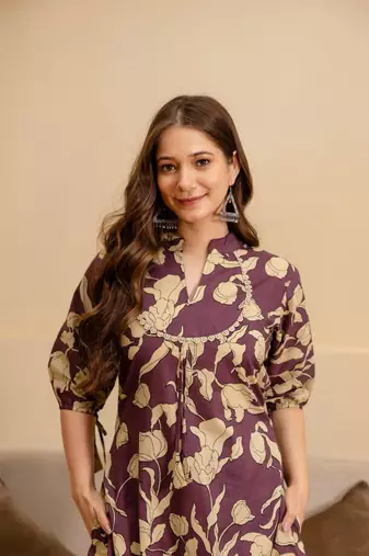 Wine Women s Jaipuri Print Cotton Co-Ord Set