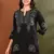 Hand embroidered lucknow chikankari a-line black cotton kurti for women
