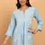 Hand embroidered lucknow chikankari a-line blue cotton kurti for women