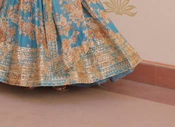 Russian Silk Embroidered Stitched Gown with Dupatta     Sky Blue 2